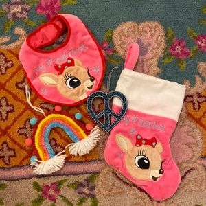 Baby girls first Christmas stocking Rudolph- Clarice